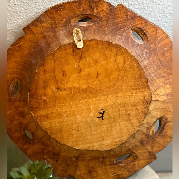 Old Vintage Hand Carved Wood Leaf Leaves Carving Wooden Plate Serving Dish Tray - Picture 4 of 4